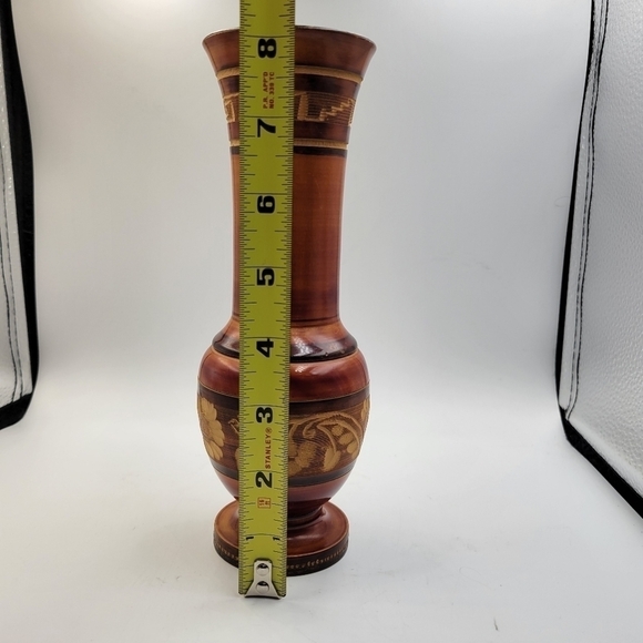 Vintage Wooden Hand Carved Etched Wooden Vase - Picture 5 of 5